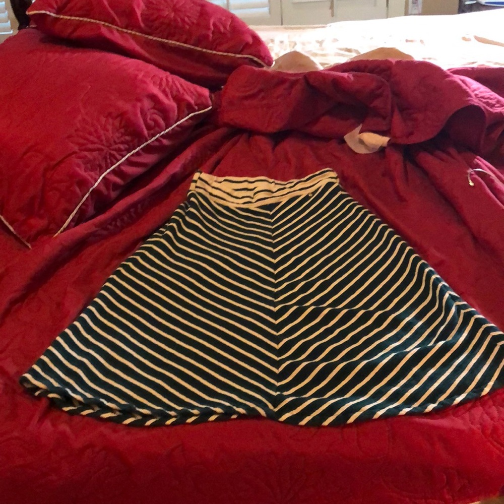Anthropologie skirt, dark green and beige chevron pattern
